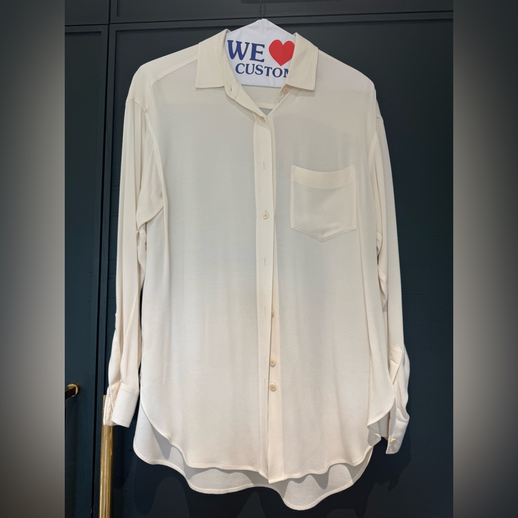 Closed Silk Off White Button Down Shirt With Front Pocket
